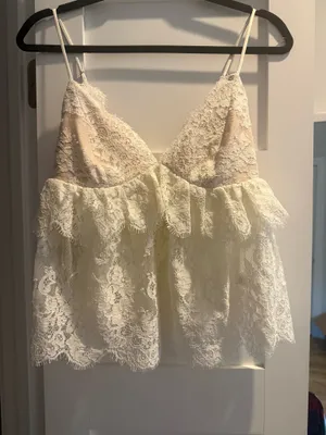 Lovers + Friends Ivory Lace Tiered Top and Skirt thumbnail 3