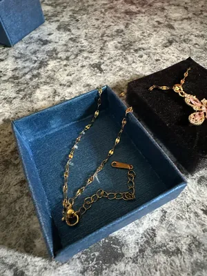 14kt Gold Plated Stainless Steel Cross Necklace with Pink Rhinestones thumbnail 3