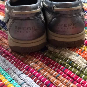 Sperry Metallic Pewter Leather Boat Shoes thumbnail 5