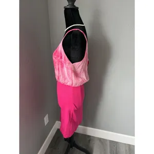 Alice + Olivia Silk Bodice Bodycon Dress Hot Pink Fuchsia Open Back XS thumbnail 5