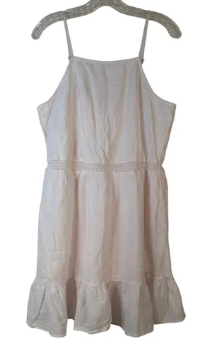 Cotton‎ On Pink Embroidered Crochet Lace Tiered Ruffle Mini Dress Large thumbnail 1