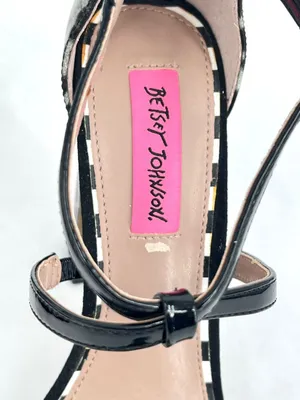 Betsey Johnson Sainte Black Silver Leopard Rhinestone Platform 5” High Heels 7.5 thumbnail 6