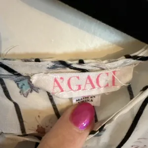 A'gaci Nude Sheer Cropped Floral Fairy Shirt Women's Medium Y2K Boho thumbnail 3