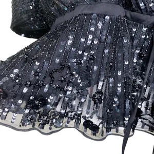 Mac Duggal R5694 Black Sequin Floral Faux Wrap Peplum Top L thumbnail 8