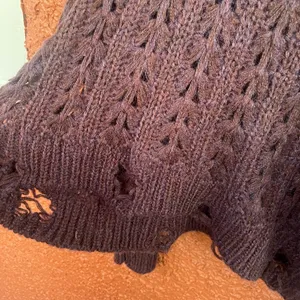 Altard State Womens Small Sweater Plum Distressed Open Knit Long Sleeve Pullover thumbnail 3