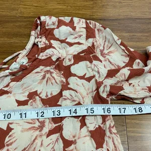 Billabong Winding Roads Top Womens‎ Small Floral Blouse Long Sleeve Tie Neck thumbnail 7
