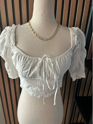 Zara NWT white tank top crop top cut out back size XS thumbnail 1