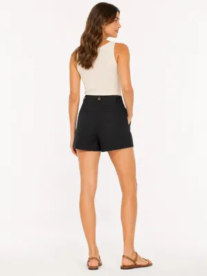 Maeve Anthropologie Black Linen Blend Sailor Utility Shorts Size 10 thumbnail 2