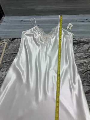 Intimo Amore Satin Ivory Wrap Robe with Nightgown vintage M thumbnail 7