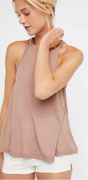 Free People Intimately Mushroom Brown Tan Tank Top Medium thumbnail 1