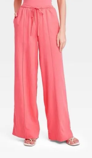 A New Day Coral Linen Blend Wide-Leg Pants thumbnail 1
