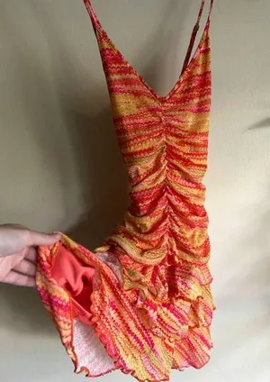 Wild Fable S Red Orange Yellow Strappy Dress thumbnail 1