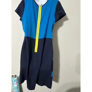 M60 Miss Sixty Striped Sheath Dress Yellow‎ Beaded Peter Pan Collar Size 4 thumbnail 4