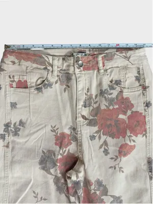 Easel Floral Print Barrel Denim Pants Size L thumbnail 3