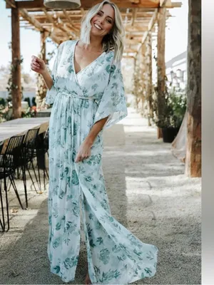 NWT Baltic Born Kia Kimono Maxi Dress Sage Floral M Romantic Coquette Fairycore thumbnail 2