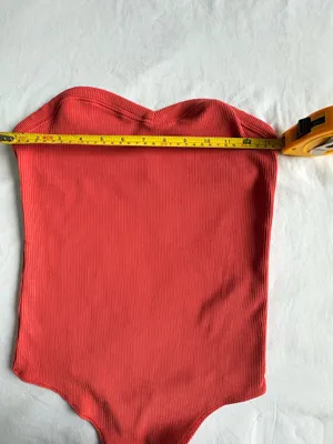 Abercrombie Soft A&F Ribbed Bodysuit Rust M coral thumbnail 6