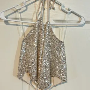 Wild Fable Sequins Halter Top thumbnail 3