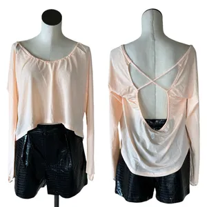 Nwt Free People Movement Open Back Long Sleeve Top Thumbhole Large thumbnail 2