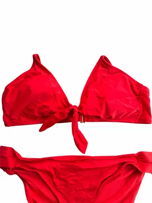 Kona Sol Women's Red Front Tie Bikini Two Piece Swimsuit Set Size XL thumbnail 2