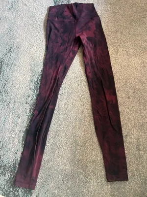 Women's High-Waist Maroon Tie-Dye Leggings thumbnail 1