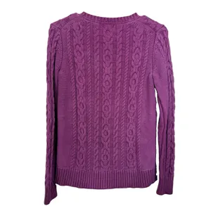 LL Bean Purple Double L Mixed Cable Cotton Crew Neck Pullover Sweater Size XS thumbnail 6