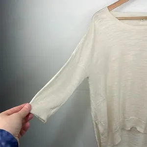 Anthropologie Moth Womans Ivory Tan Sweater Oversized Long Tunic Slits size XS thumbnail 5