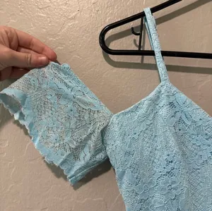 Guess Light Blue Lace Off The Shoulder Spaghetti Strap Dress thumbnail 4