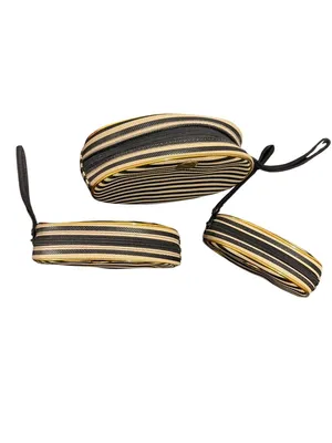 Ducks Unlimited Striped Oval Cosmetic Bags Set Of 3 Wrist Straps Nesting NWOT thumbnail 4