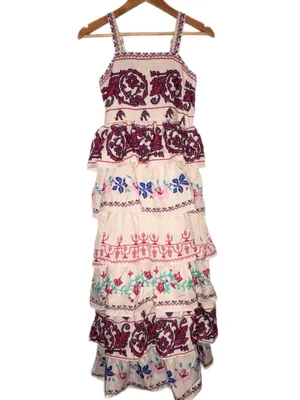Halfheart Tiered Ruffle Maxi Dress Medium NWOT Pink thumbnail 3