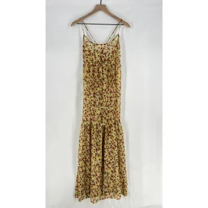 Beach Riot Malia Maxi Dress Womens Large Yellow Floral Back Tie Spaghetti‎ Strap thumbnail 2