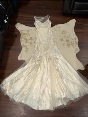 VTG Sue Wong Nocturne Silk Beaded Mermaid Wedding Dress Ivory Gown Sequin formal thumbnail 3