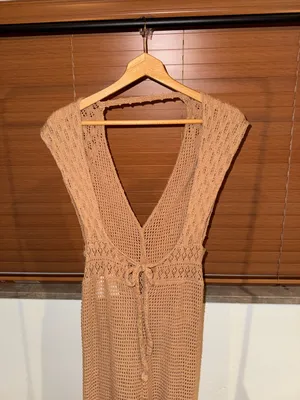 American Eagle Tan Crochet Knit Wide Leg Jumpsuit thumbnail 5