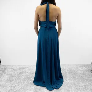 NEW Yumi Kim Womens M High Demand Maxi Dress Ink Blue Halter Top‎ Gown thumbnail 4