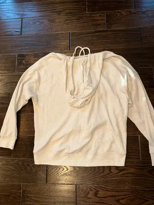 aerie Cream Waffle-Knit Hooded Pullover size medium thumbnail 4