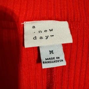 A New Day Womens Medium Top Red Ribbed‎ Off The Shoulder Bardot Knit Stretch thumbnail 8