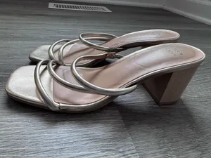 Metallic Gold Strappy Block Heels - a new day thumbnail 2