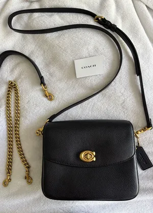 Black Foldover Coach Leather Bag thumbnail 1