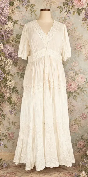 April Cornell White Cotton Maxi Dress XXL thumbnail 1