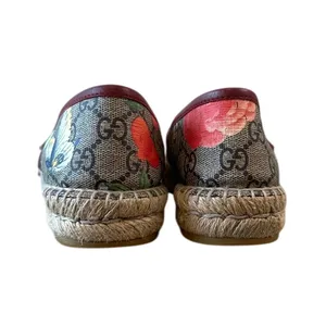 Gucci Tian GG Supreme Espadrille Flats Floral‎ Bird Print 37 thumbnail 4