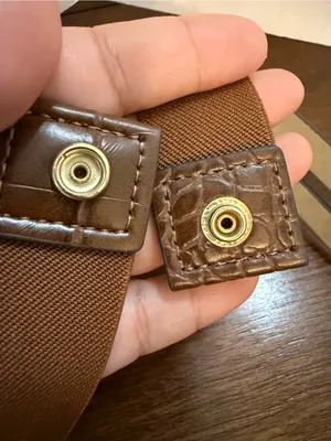 Something Navy Brown Faux-Croc Thin Belt with Gold Ring Accent S/M thumbnail 5