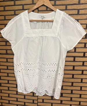 Madewell White eyelet top Size small thumbnail 1