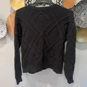 Lilla P Womens Black Diamond Textured Knit Split Neck Sweater Size S PA1929‎ thumbnail 4