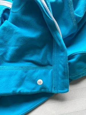 Lululemon Yohari Zip Front Jacket 10 Blue Mock Neck Tie Waist Sweatshirt Top thumbnail 10