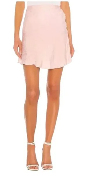 L'Academie Skirt Women XS Primrose Pink Satin‎ Floral The Elsa Button Mini Slip thumbnail 1