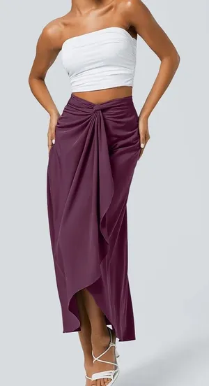 Halara Breezeful High Waisted Convertible Midi Skirt Dress Size Large Burgundy thumbnail 1