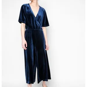 The Fifth Label Crystal Vision‎ Navy Velvet Jumpsuit Women's Size Small thumbnail 2