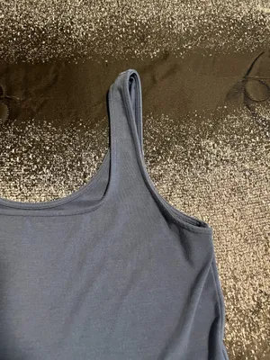 Womens lg American Eagle Blue Gray Heather Knit Fit & Flare Tank Dress w/Shorts thumbnail 4