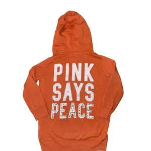 Pink Victoria's Secret Women's Hoodie Size Medium Orange Sequin Details Pockets thumbnail 2
