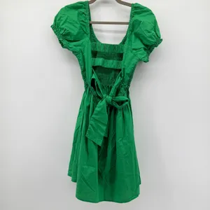 Altar'd State Kemlyn Green Smocked Puff Sleeve Tie Back Mini Dress Small thumbnail 3