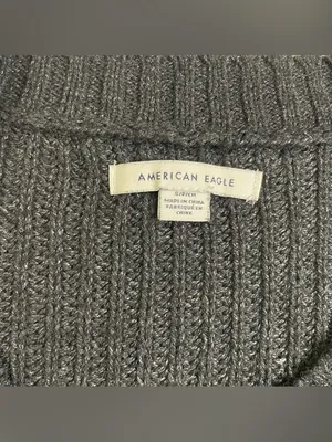 American Eagle Cropped Black Knitted Sweater Colored Stripes size S thumbnail 2
